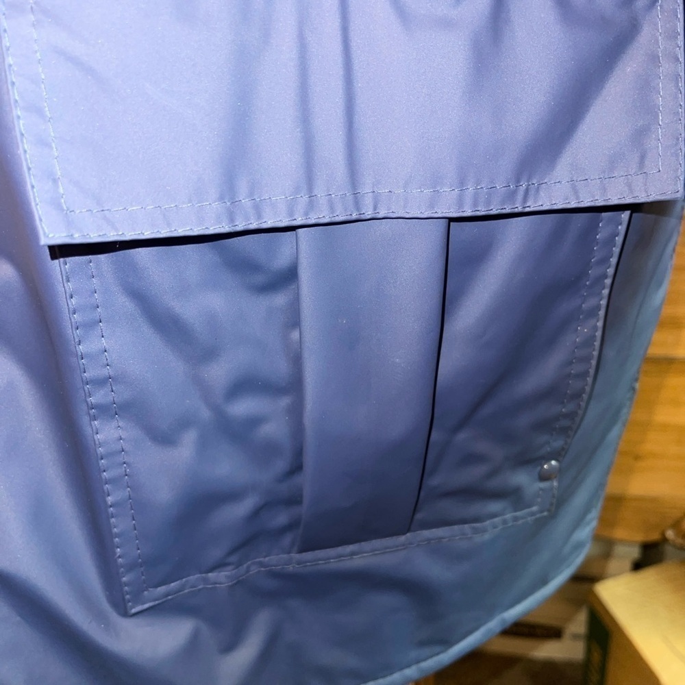 Lillian Lorow Designs Women's Jacket Size L Blue Raincoat Hooded Zip Up Pockets - Picture 7 of 9